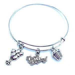 Happy Birthday Bracelet Bangle Charm May Be Personalized